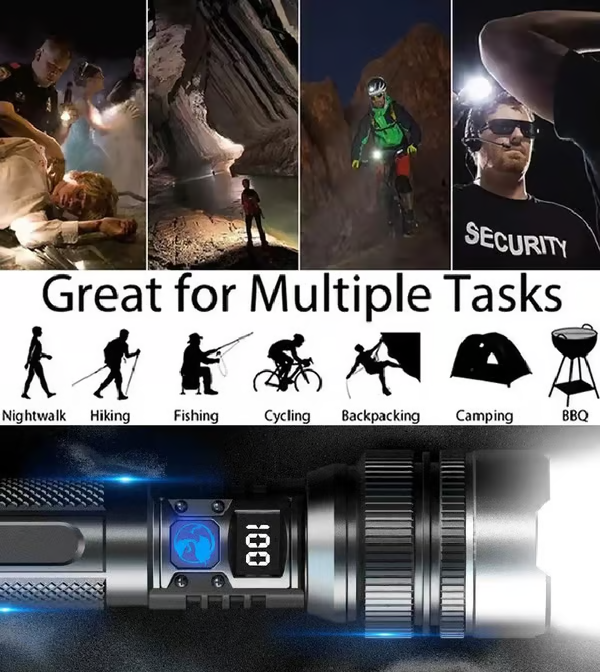 🔦 Summer Essential! 🔥 2-in-1 Power Bank Flashlight – Super Bright, Zoomable & USB Rechargeable for Camping & Emergencies