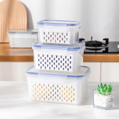 💖Last Day Sale 49% OFF🔥Household transparent plastic food storage box-Including drain basket💧