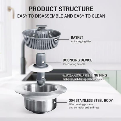 🎁Hot Sale Promotion buy one get one free🔥New Upgraded Sink Bounce Core Drain Strainer