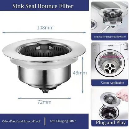 🎁Hot Sale Promotion buy one get one free🔥New Upgraded Sink Bounce Core Drain Strainer