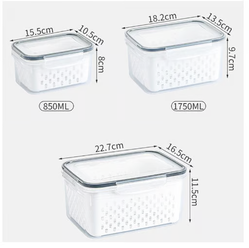 💖Last Day Sale 49% OFF🔥Household transparent plastic food storage box-Including drain basket💧