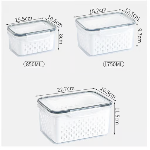 💖Last Day Sale 49% OFF🔥Household transparent plastic food storage box-Including drain basket💧